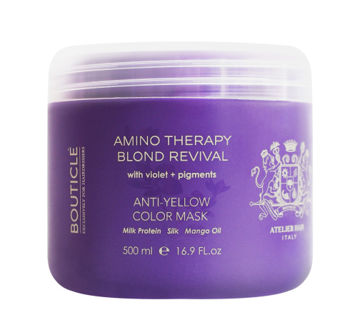 Bouticle Маска с анти-желтым эффектом для осветленных и седых волос-“Anti-Yellow Color Mask” 500 мл