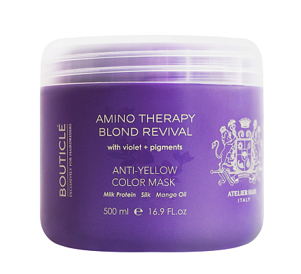 Bouticle Маска с анти-желтым эффектом для осветленных и седых волос-“Anti-Yellow Color Mask” 500 мл